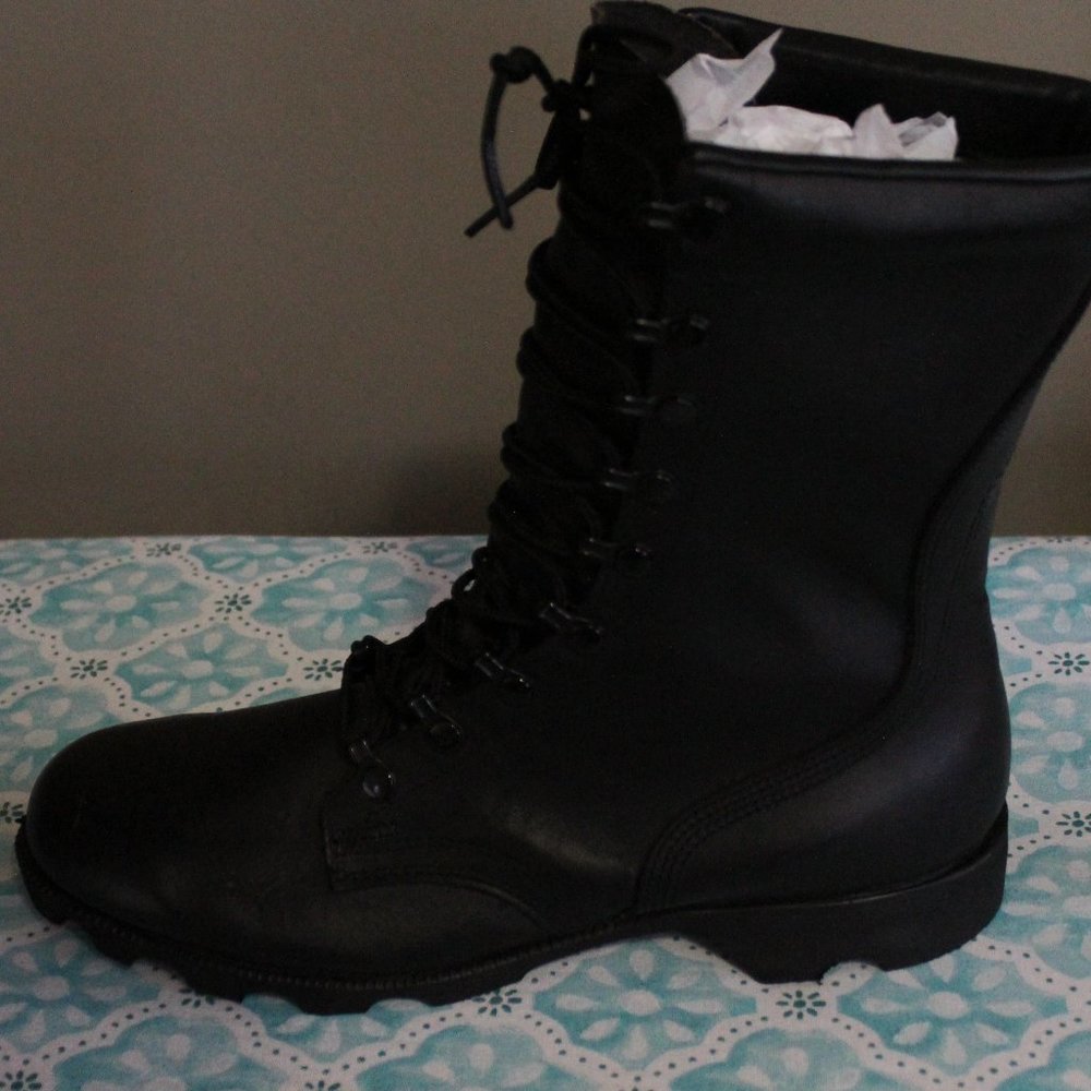 New Vintage Black Leather Military Combat Lace Up Boots Women's Size 8 1/2 N - Picture 4 of 9